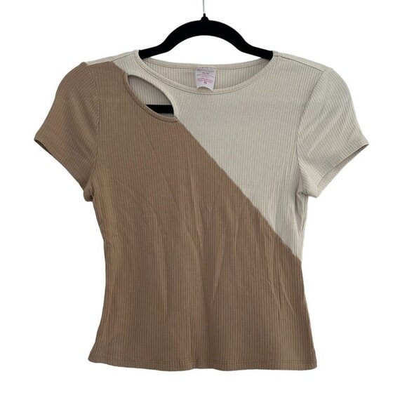 No Boundaries Crop Tops Lot of 2 Ribbed Stretch Black & White, Beige & Cream XS - Picture 4 of 6